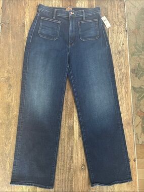 MOTHER Dark Blue Wide-Leg High-Rise Jeans
